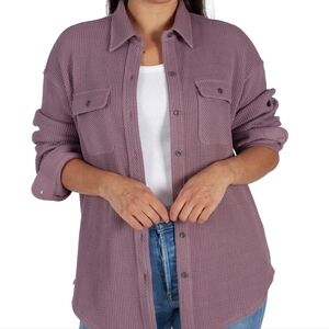 Lazypants Women's Purple Cotton-blend Waffle-knit Oversized Shacket (Size XXL)